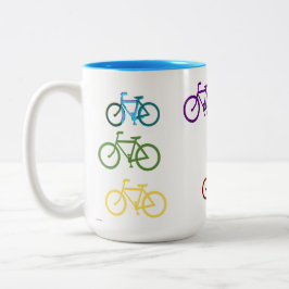 Schattige fietsen tweekleurige koffiemok