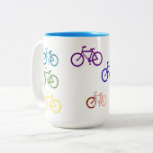 Schattige fietsen tweekleurige koffiemok (Voorkant links)