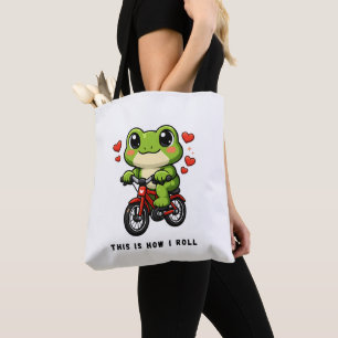 Schattige Fietsende Kikker Kawaii Kikker Fiets K Tote Bag