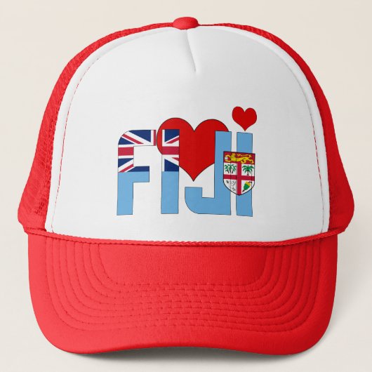 Schattige fiji-harten patriottisch trucker pet (Voorkant)