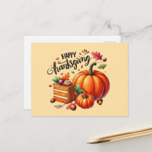 Schattige fijne Thanksgiving pompoen  Feestdagenkaart