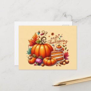 Schattige fijne Thanksgiving pompoen  Feestdagenkaart