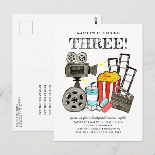 Schattige Film Night Cinema Watch Party Kinderen V Briefkaart (Voorkant / Achterkant)