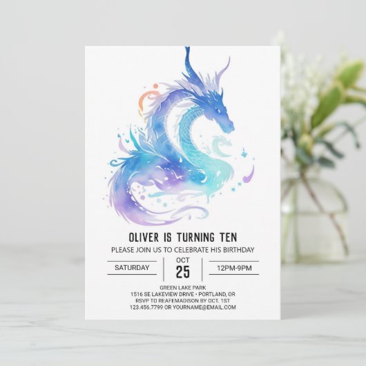 Schattige Fire-Breathing Dragon Verjaardagsfeest Kaart (Staand voorkant)