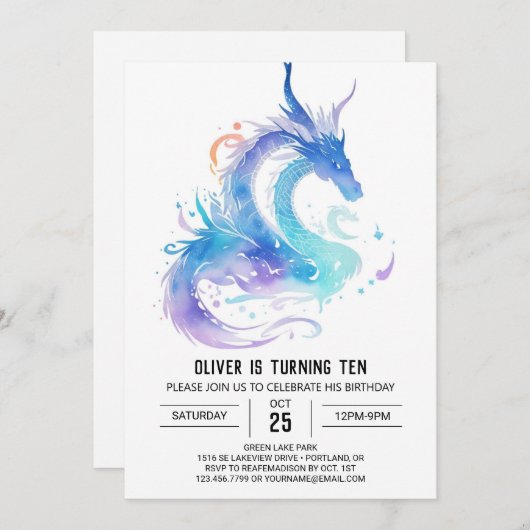 Schattige Fire-Breathing Dragon Verjaardagsfeest Kaart (Voorkant / Achterkant)