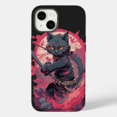Schattige Fire Splash Black Ninja Cat Warrior Case-Mate iPhone Case (Achterkant)