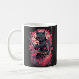 Schattige Fire Splash Black Ninja Cat Warrior Koffiemok