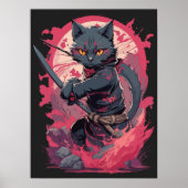 Schattige Fire Splash Black Ninja Cat Warrior Poster (Voorkant)