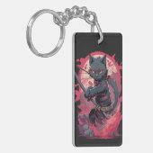 Schattige Fire Splash Black Ninja Cat Warrior Sleutelhanger (Voorkant Links)