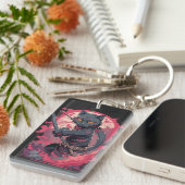 Schattige Fire Splash Black Ninja Cat Warrior Sleutelhanger (Voorkant Rechts)