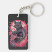Schattige Fire Splash Black Ninja Cat Warrior Sleutelhanger (achterkant)