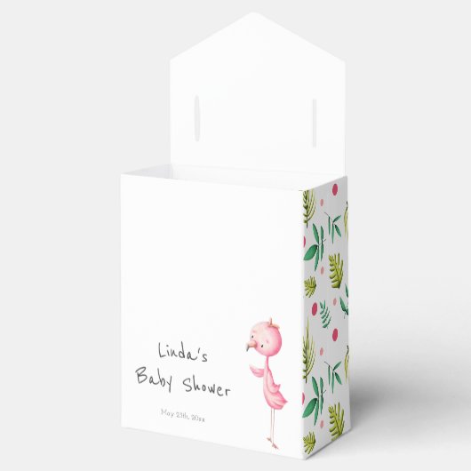Schattige flamingo-Baby shower Bedankdoosjes (Geopend)
