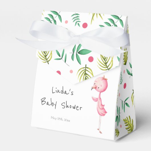 Schattige flamingo-Baby shower Bedankdoosjes (Voorkant Zijde)