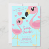 Schattige flamingo Baby shower tropisch strand roz Kaart (Voorkant)