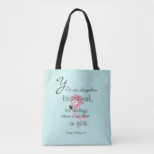 Schattige Flamingo Bijbelvers Tote Bag (Voorkant)