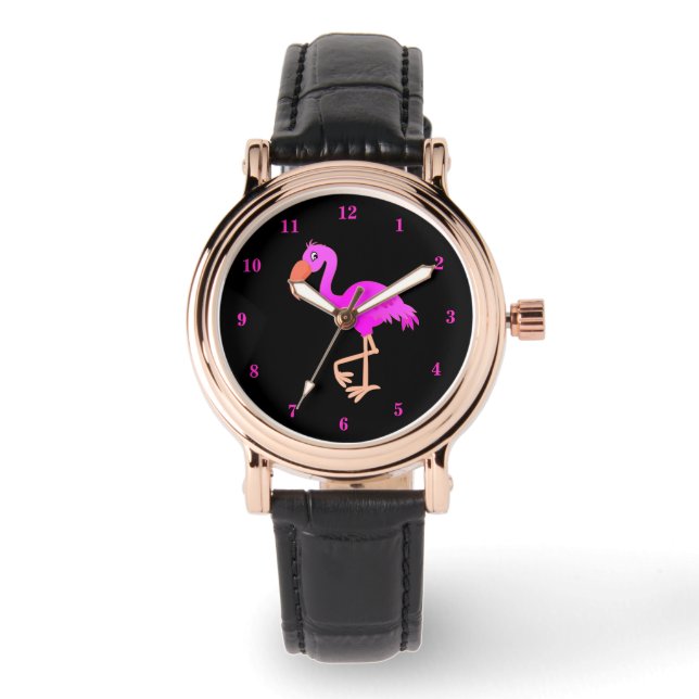 Schattige Flamingo - Gelukkig - Horloge (Voorkant)