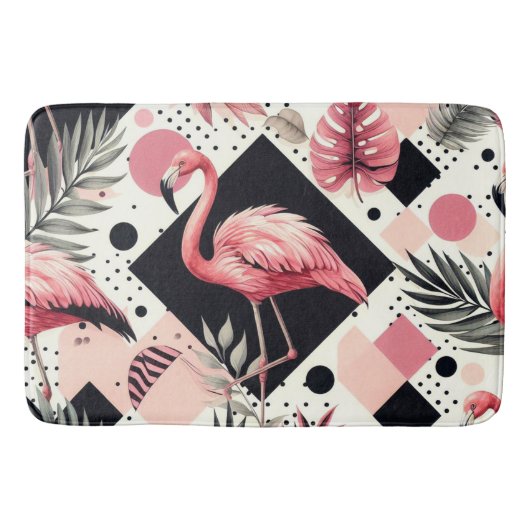 Schattige Flamingo Geometrisch Badmat (Voorkant)