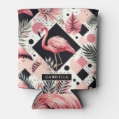 Schattige Flamingo Geometrisch Blikjeskoeler (Voorkant)