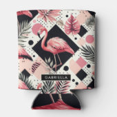 Schattige Flamingo Geometrisch Blikjeskoeler (Achterkant)