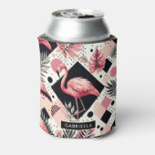 Schattige Flamingo Geometrisch Blikjeskoeler (Blikje Achterkant)