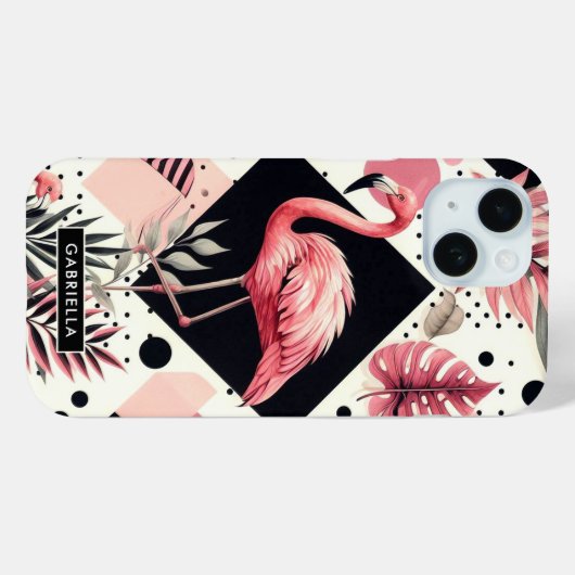 Schattige Flamingo Geometrisch Case-Mate iPhone Case (Achterkant (horizontaal))