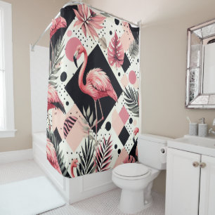 Schattige Flamingo Geometrisch Douchegordijn