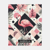 Schattige Flamingo Geometrisch Fleece Deken (Voorkant)