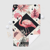 Schattige Flamingo Geometrisch Golfhanddoek (Insitu)