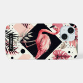 Schattige Flamingo Geometrisch iPhone 15 Case (Achterkant horizontaal)