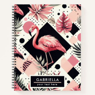 Schattige Flamingo Geometrisch Notitieboek