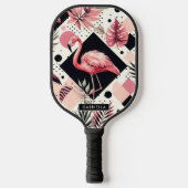 Schattige Flamingo Geometrisch Pickleball Paddle (Voorkant)