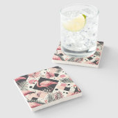 Schattige Flamingo Geometrisch Stenen Onderzetter (Zijkant)