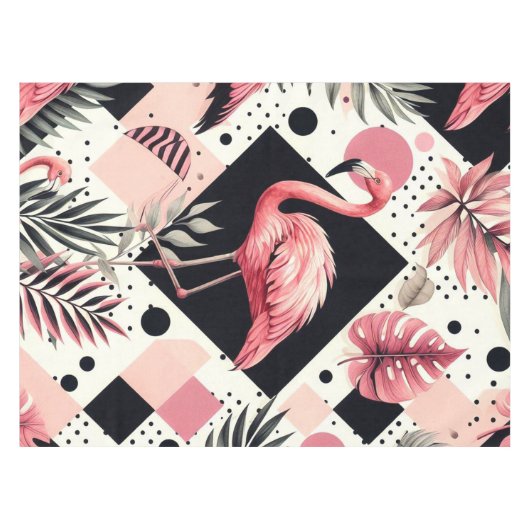 Schattige Flamingo Geometrisch Tafelkleed (Voorkant (Horizontaal))
