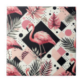 Schattige Flamingo Geometrisch Tegeltje (Voorkant)