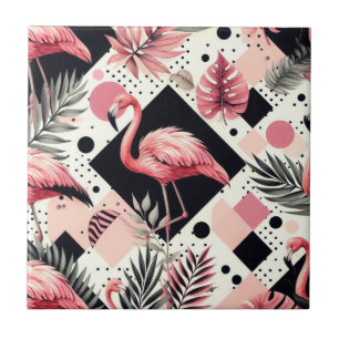 Schattige Flamingo Geometrisch Tegeltje