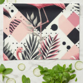 Schattige Flamingo Geometrisch Theedoek (Gevouwen)