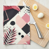 Schattige Flamingo Geometrisch Theedoek (Quarter Fold)