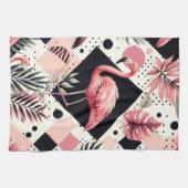 Schattige Flamingo Geometrisch Theedoek (Horizontaal)