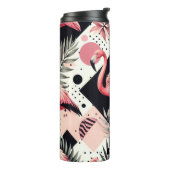 Schattige Flamingo Geometrisch Thermosbeker (Gedraaid links)