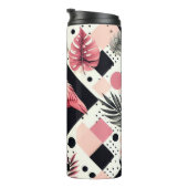 Schattige Flamingo Geometrisch Thermosbeker (Geroteerd rechts)