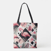 Schattige Flamingo Geometrisch Tote Bag (Achterkant)