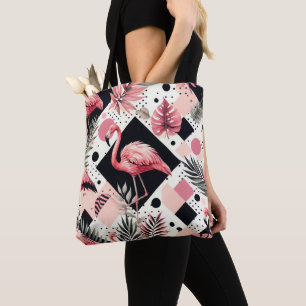 Schattige Flamingo Geometrisch Tote Bag