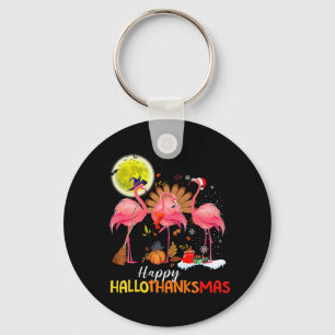Schattige Flamingo HalloThanksmas Gelukkig Hallowe Sleutelhanger