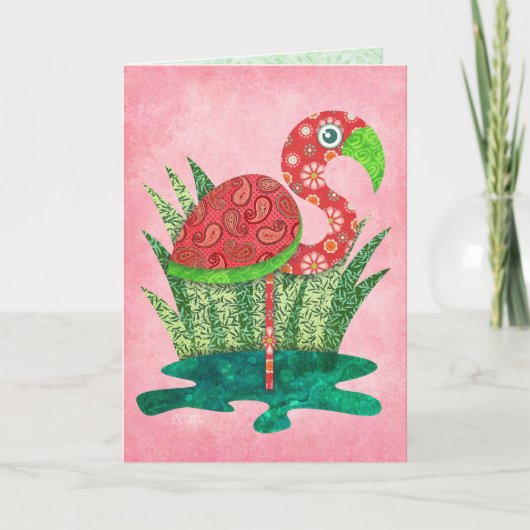 Schattige Flamingo Kaart (Voorkant)