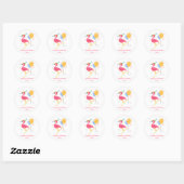Schattige Flamingo Moderne Verjaardagsscript Ronde Sticker (Vel)