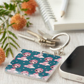 Schattige Flamingo Prinses Sleutelhanger (Voorkant Rechts)