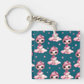 Schattige Flamingo Prinses Sleutelhanger (voorkant)