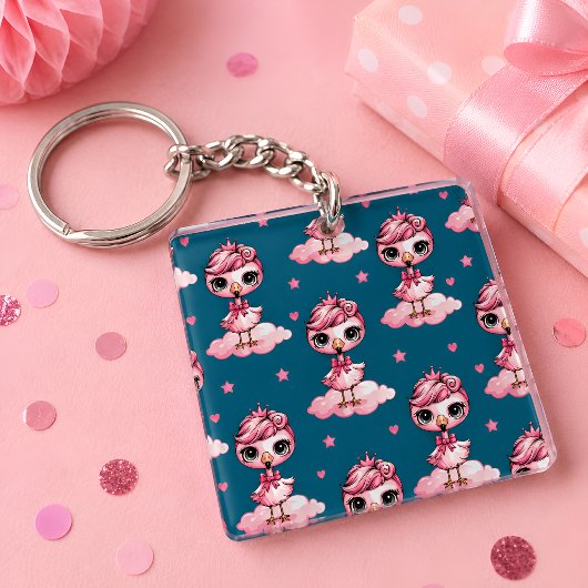 Schattige Flamingo Prinses Sleutelhanger
