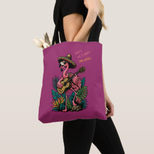 Schattige Flamingo Sombrero Gitaar Flamenco Liefhe Tote Bag