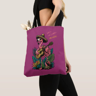 Schattige Flamingo Sombrero Gitaar Flamenco Liefhe Tote Bag